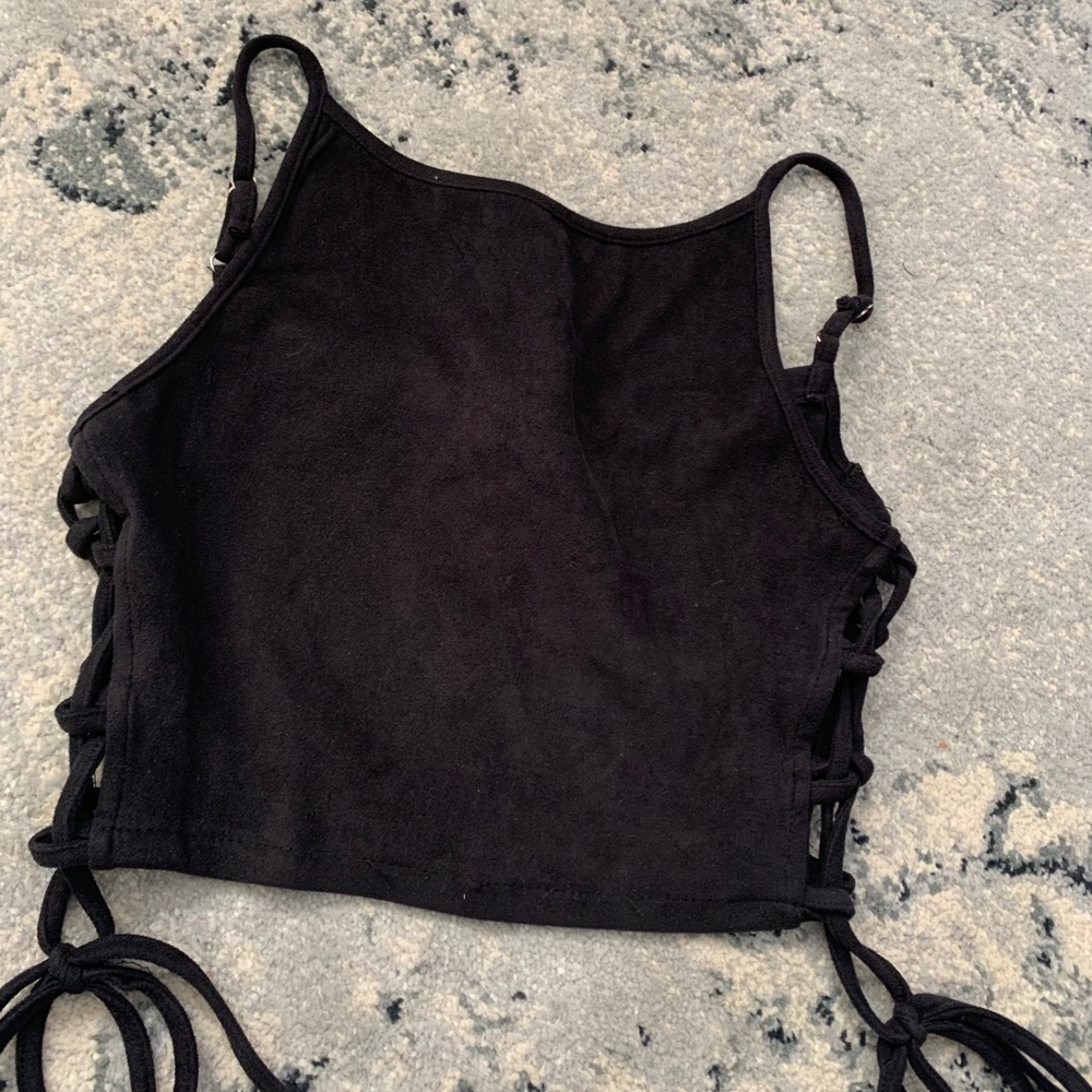 LF Black suede crop top